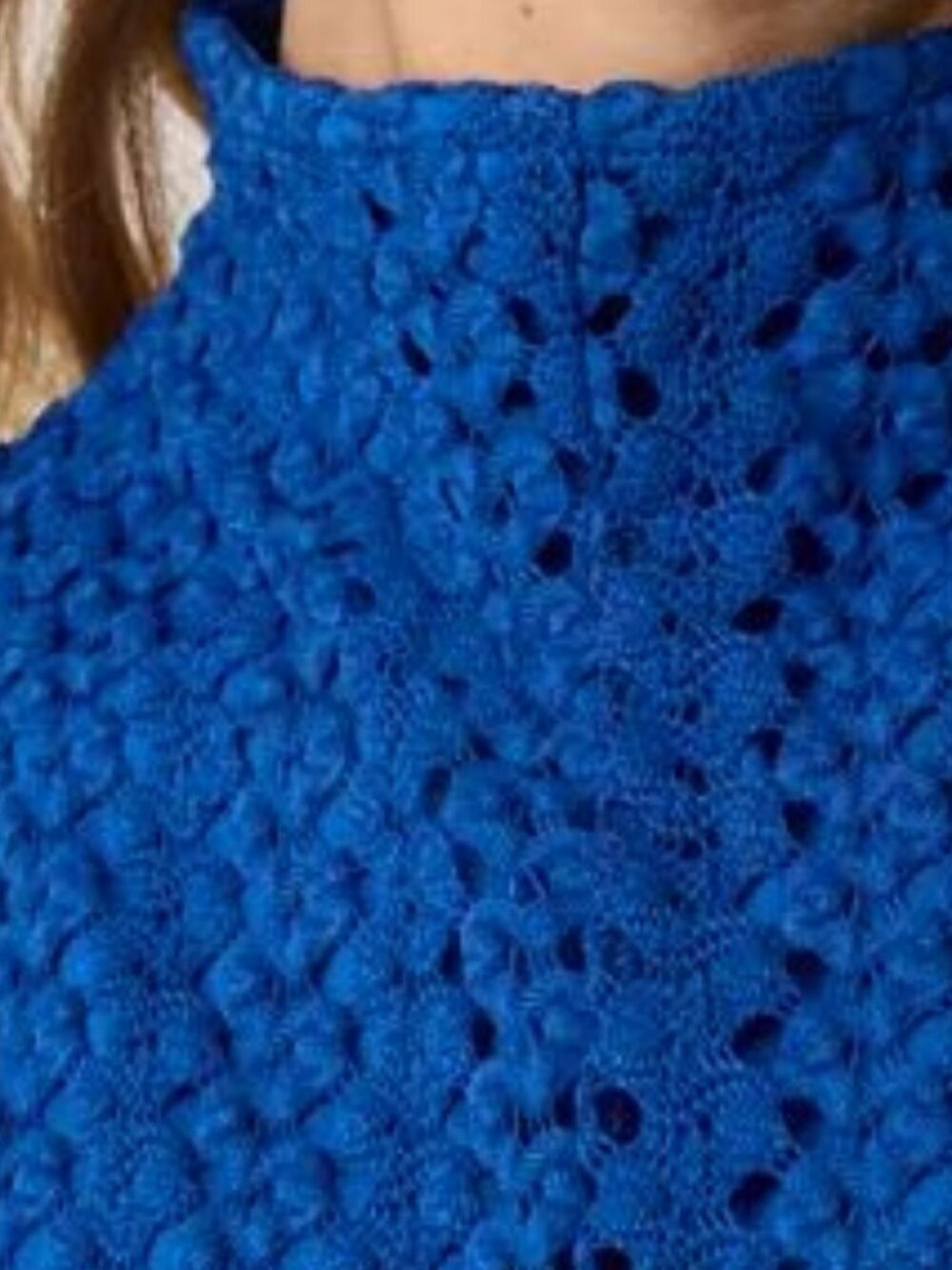 WHBM $240 STRETCHY WRINKLE FREE Mock Neck Knit Lace Midi Dress Nautical Blue - Picture 9 of 10